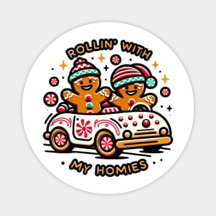 Rollin' With My Homies Vintage Gingerbread Men Magnet